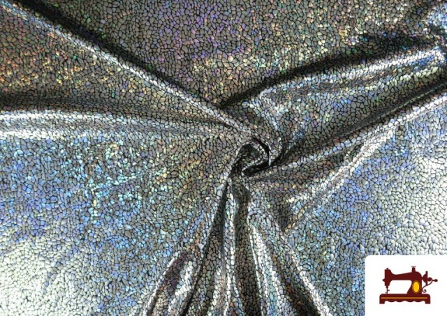 Tissu en Lycra Doré avec Hologramme Multicolore