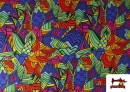 Tissu en Stretch Imprimé Tropical Multicolore
