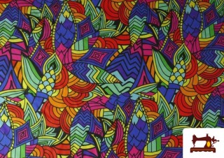 Tissu en Stretch Imprimé Tropical Multicolore