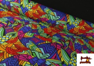 Acheter Tissu en Stretch Imprimé Tropical Multicolore