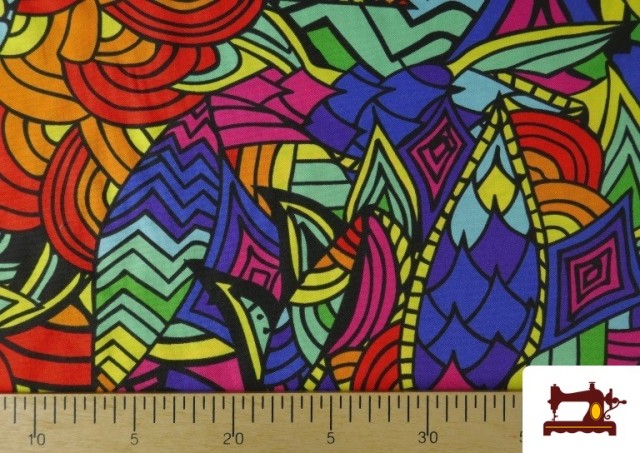 Vente en ligne de Tissu en Stretch Imprimé Tropical Multicolore