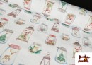 Tissu de Décoration Pots de Noël Largeur 140 cm