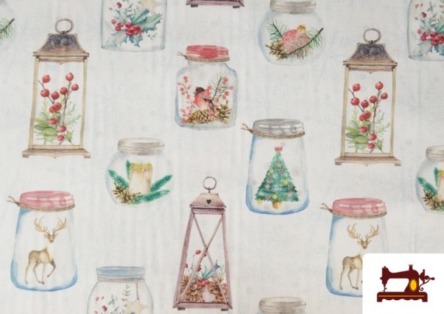 Vente de Tissu de Décoration Pots de Noël Largeur 140 cm