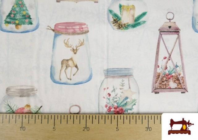 Acheter en ligne Tissu de Décoration Pots de Noël Largeur 140 cm