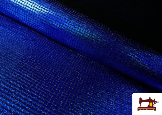 Tissu avec Pailletes à Carreaux Effet Hologramme couleur Gros bleu