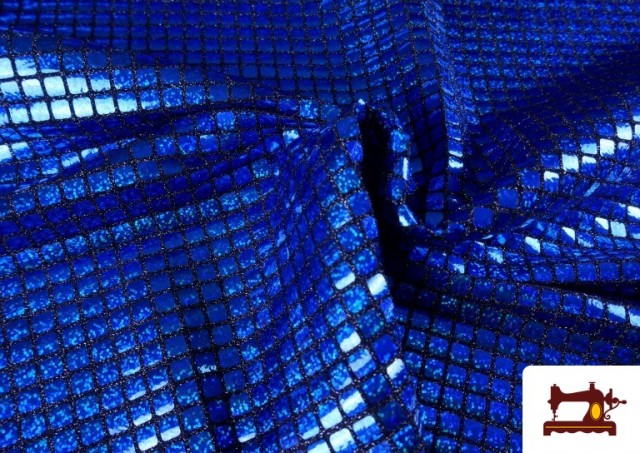 Acheter Tissu avec Pailletes à Carreaux Effet Hologramme couleur Gros bleu