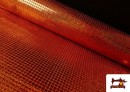 Vente de Tissu avec Pailletes à Carreaux Effet Hologramme couleur Orange