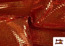Vente en ligne de Tissu avec Pailletes à Carreaux Effet Hologramme couleur Orange
