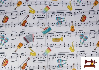 Tissu en Stretch avec Imprimé Musical