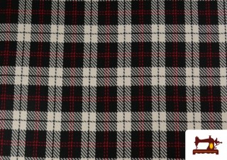 Tissu Viella Imprimé Carreaux B/N et Rouges