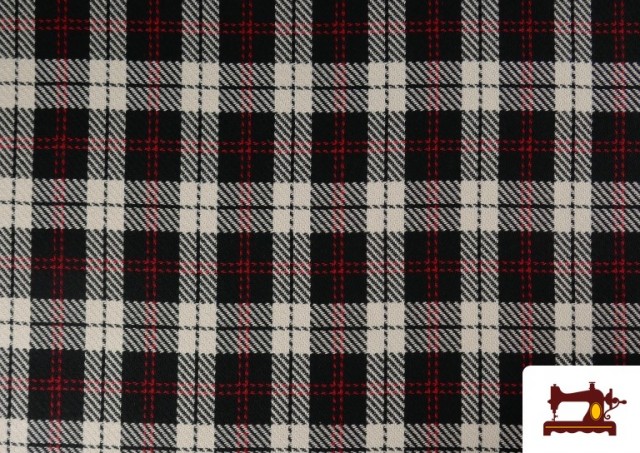 Vente de Tissu Viella Imprimé Carreaux B/N et Rouges