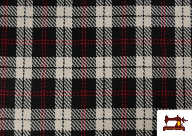Acheter en ligne Tissu Viella Imprimé Carreaux B/N et Rouges