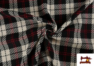 Tissu Viella Imprimé Carreaux B/N et Rouges
