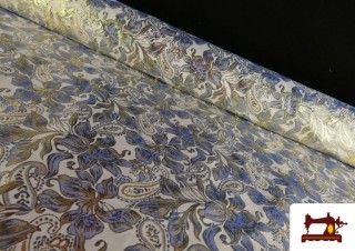 Tissu en Jacquard Floral avec Cachemire pour Vêtements couleur Bleu Tissu en Jacquard Floral avec Cachemire pour Vêtements couleur Bleu