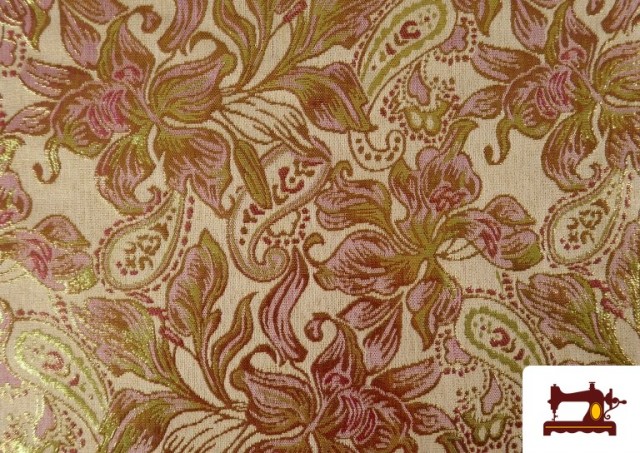 Tissu en Jacquard Floral avec Cachemire pour Vêtements couleur Rosé