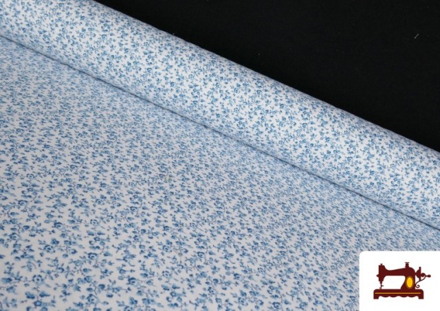 Acheter copy of Tissu en Coton Imprimé avec Fleurs de Couleurs couleur Bleu