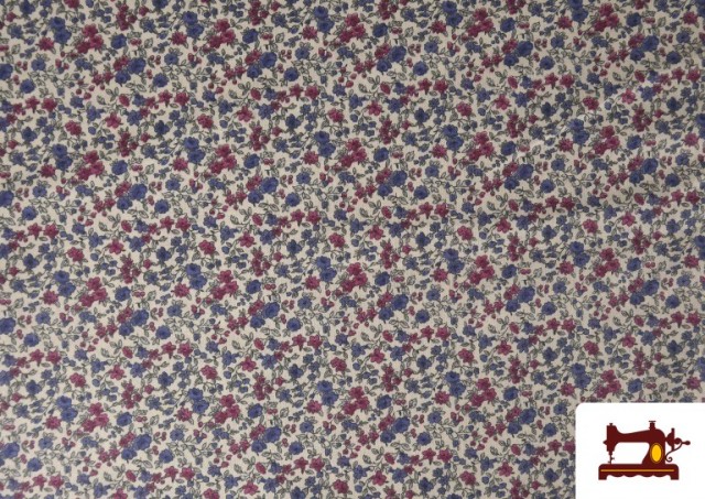 Tissu en Coton Imprimé avec Fleurs Petites de Couleurs couleur Bougainville
