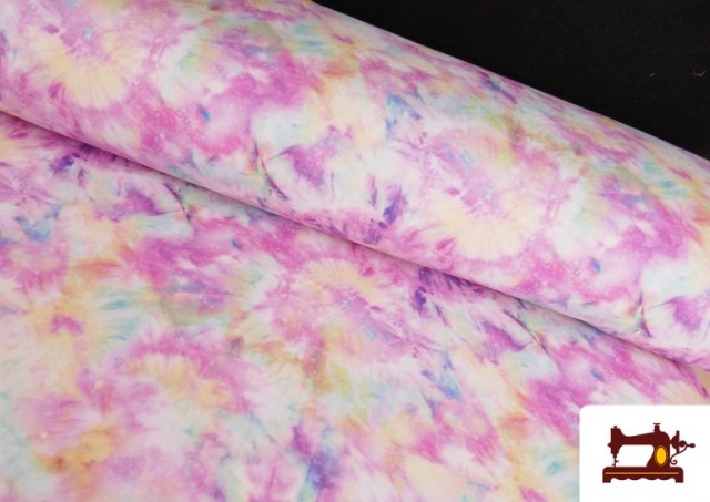 Tissu en Softshell avec Imprimé Tie-Dye Multicolore