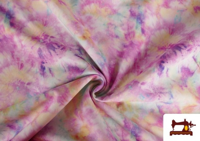 Tissu en Softshell avec Imprimé Tie-Dye Multicolore