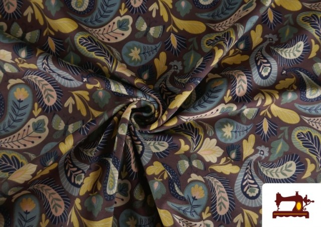 Acheter en ligne copy of Tissu French Terry avec Imprimé Floral Multicolore couleur Brun