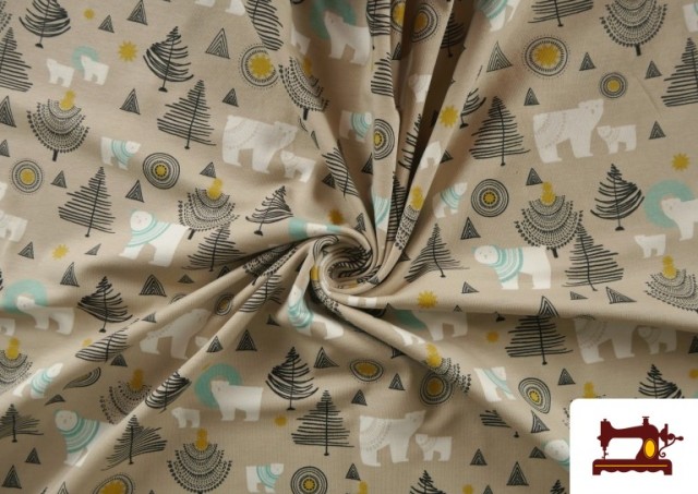 Vente de copy of Tissu de Tee-Shirt Imprimé avec Eucalyptus couleur Beige