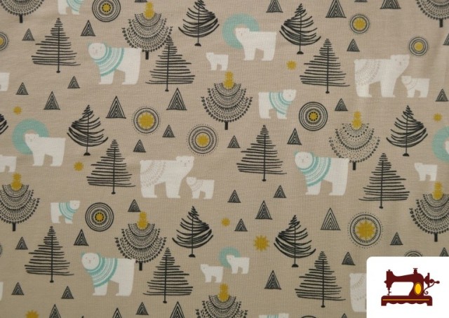 Acheter en ligne copy of Tissu de Tee-Shirt Imprimé avec Eucalyptus couleur Beige