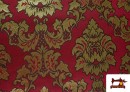 Vente de Tissu en Jacquard Fantaisie Dorée Largeur Spéciale 280 cm couleur Rubis
