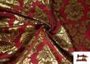 Acheter en ligne Tissu en Jacquard Fantaisie Dorée Largeur Spéciale 280 cm couleur Rubis