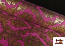 Vente en ligne de Tissu en Jacquard Fantaisie Dorée Largeur Spéciale 280 cm couleur Fuchsia