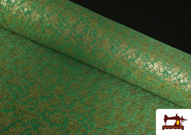 Tissu en Jacquard Floral Fantaisie Brillant Largeur 280 cm couleur Vert