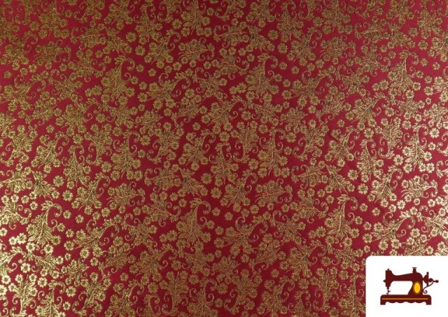 Vente en ligne de Tissu en Jacquard Floral Fantaisie Brillant Largeur 280 cm couleur Rouge