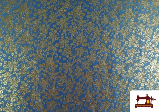 Vente de Tissu en Jacquard Floral Fantaisie Brillant Largeur 280 cm couleur Bleu