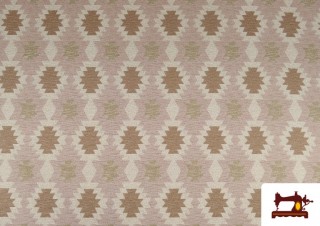 Tissu en Gobelin avec Imprimé Ethnique pour Tapisserie couleur Rosé