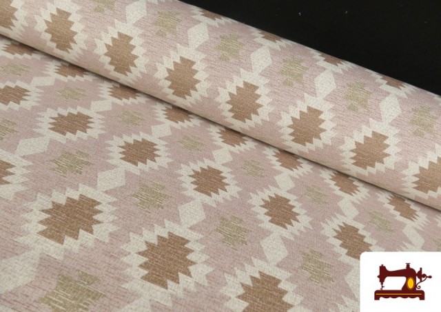Acheter Tissu en Gobelin avec Imprimé Ethnique pour Tapisserie couleur Rosé