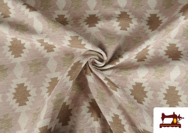 Vente en ligne de Tissu en Gobelin avec Imprimé Ethnique pour Tapisserie couleur Rosé