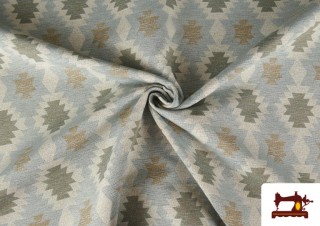 Acheter en ligne Tissu en Gobelin avec Imprimé Ethnique pour Tapisserie couleur Bleu