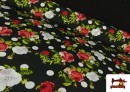 Acheter Tissu pour Vêtements Flamenco à Pois avec Fleurs couleur Noir