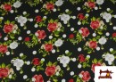 Vente de Tissu pour Vêtements Flamenco à Pois avec Fleurs couleur Noir