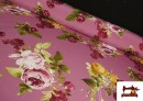 Tissu pour Vêtements Flamenco avec Fleurs Roses couleur Rosé