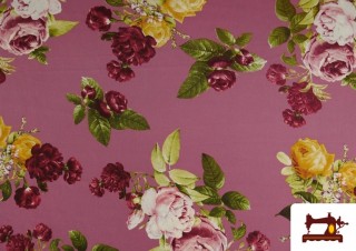 Acheter en ligne Tissu pour Vêtements Flamenco avec Fleurs Roses couleur Rosé Acheter en ligne Tissu pour Vêtements Flamenco avec Fleurs Roses couleur Rosé