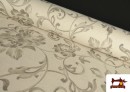 Tissu en Canvas Imprimé Floral Classique Gris