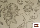 Vente de Tissu en Canvas Imprimé Floral Classique Gris