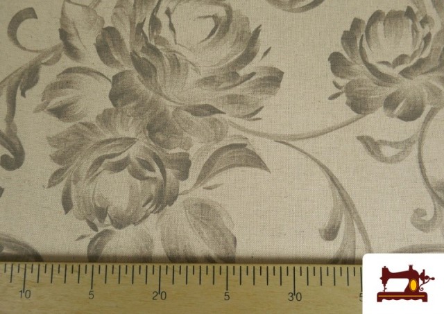 Acheter en ligne Tissu en Canvas Imprimé Floral Classique Gris