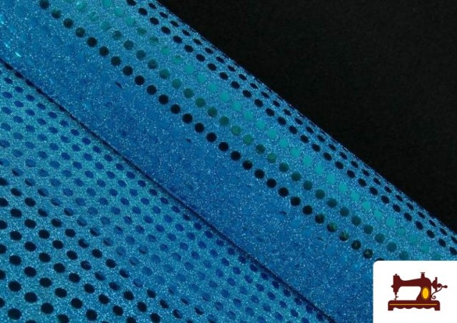 Vente en ligne de Tissu à Paillettes / Strass - Pièce 25 Mètres couleur Bleu
