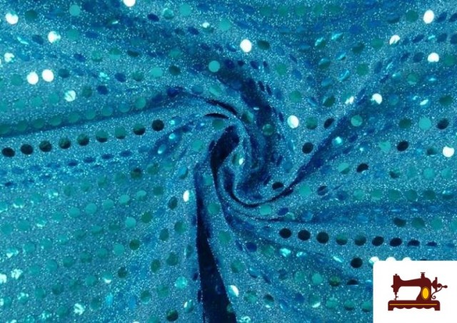Tissu à Paillettes / Strass - Pièce 25 Mètres couleur Bleu