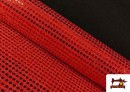 Vente de Tissu à Paillettes / Strass - Pièce 25 Mètres couleur Rouge