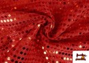 Vente en ligne de Tissu à Paillettes / Strass - Pièce 25 Mètres couleur Rouge