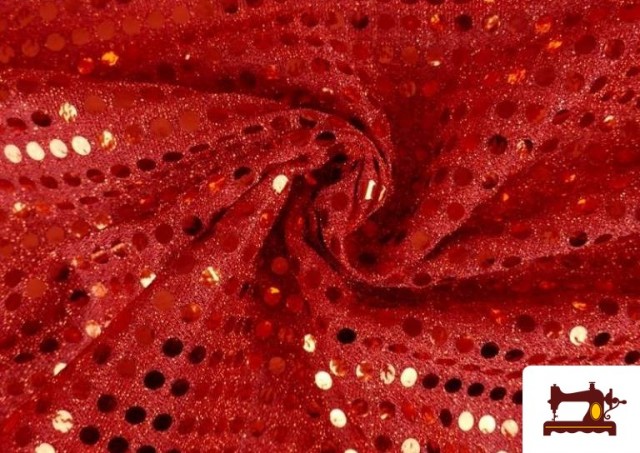 Vente en ligne de Tissu à Paillettes / Strass - Pièce 25 Mètres couleur Rouge