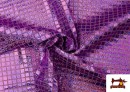Acheter en ligne Tissu avec Pailletes à Carreaux Effet Hologramme - Pièce 25 Mètres couleur Mauve
