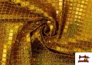 Vente de Tissu avec Pailletes à Carreaux Effet Hologramme - Pièce 25 Mètres couleur Doré